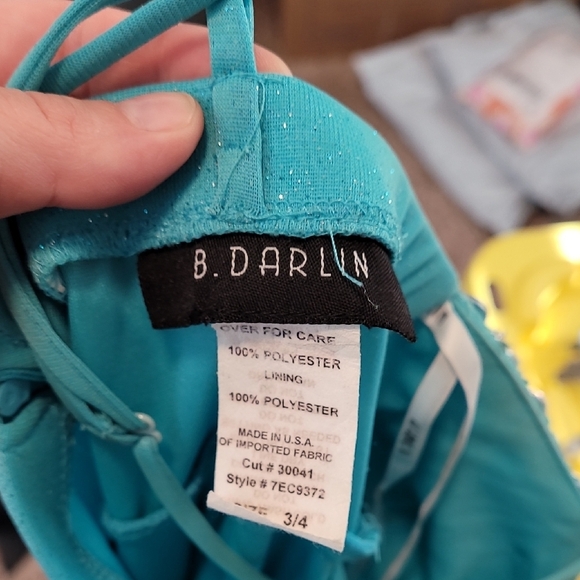 Y2K B Darlin Sparkly Teal Prom Dress XS/S Glitter Fairycore Jewel Gown 0/2 90s - Picture 7 of 10